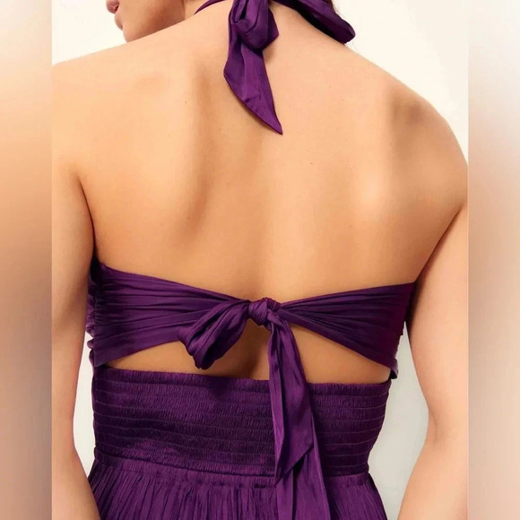 NEW SESSUN Trancoso Cutout Detail Halter Strap Midi Dress Picasso Lily Size S - Picture 16 of 16